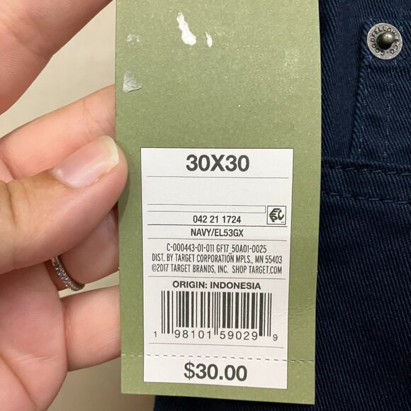 Goodfellow & Co Men's 30x30 Navy Slim Fit 5-Pocket Pants Tapered Button Fly Zip - Picture 7 of 13